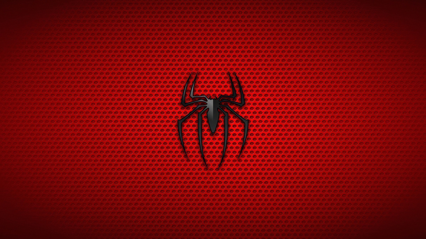 Download wallpaper Logo, Background, Spiderman, section minimalism in  resolution 1366x768