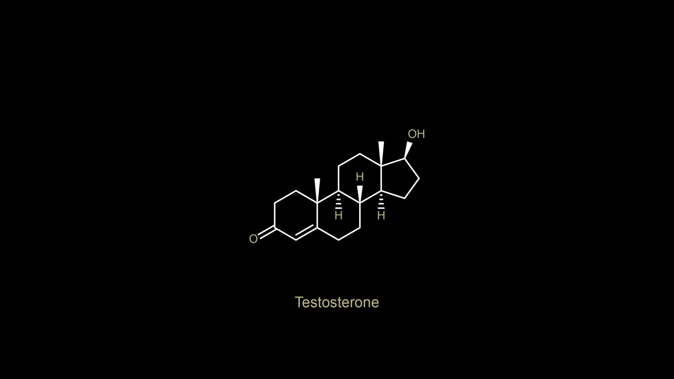 Download wallpaper minimalism, oxygen, chemistry, black background,  science, simple background, Testosterone, chemical structures, hydrogen,  section minimalism in resolution 1366x768