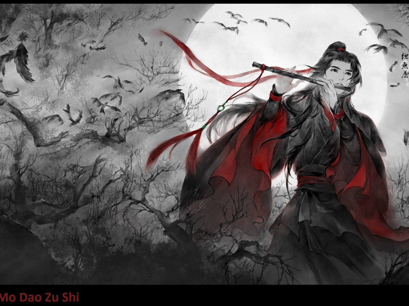 flute, black crows, gnarled trees, Chinese clothing, Mo Dao Zu Shi, Master ...