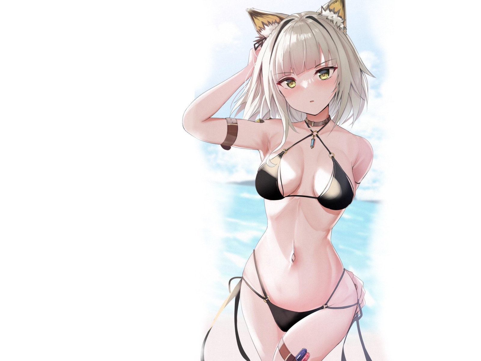 Download wallpaper sexy, anime, cat, pretty, bikini, Kitty, Nothing, black  bikini, Neko girl, Tight, cat girl, blacked bikini, section seinen in  resolution 1600x1200