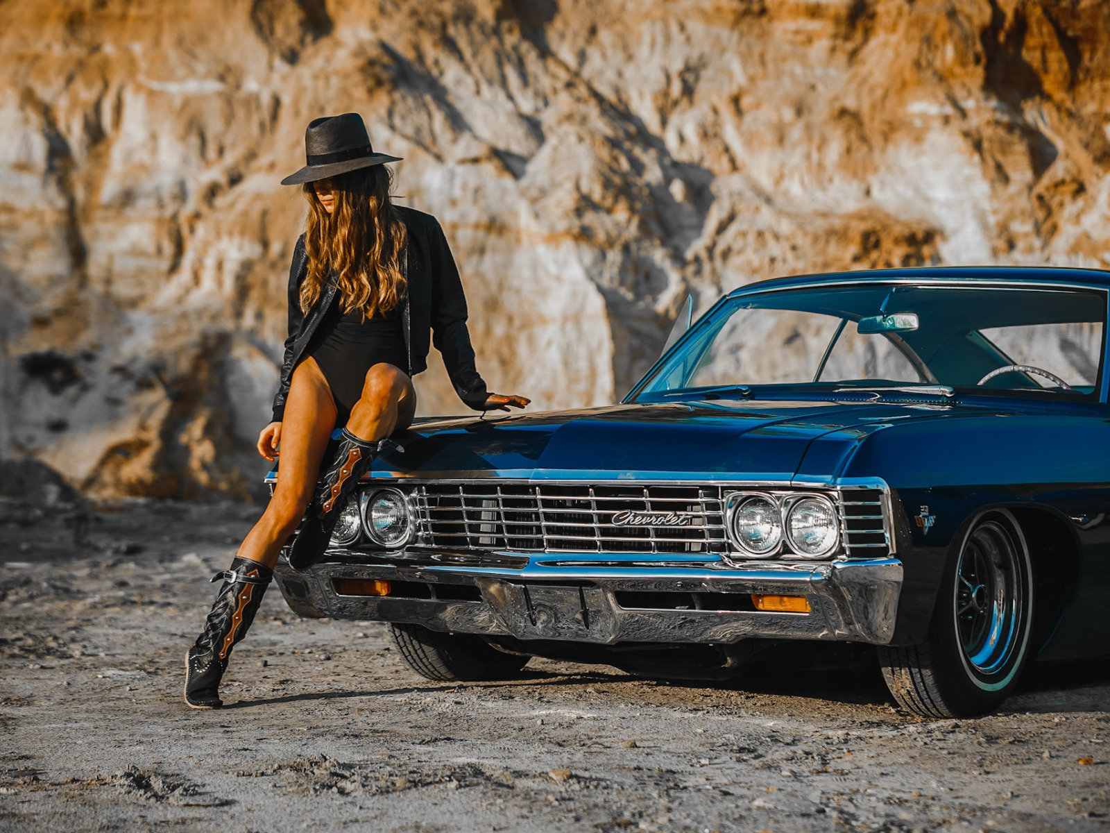 Download wallpaper 1967, sexy babe, Chevrolet Impala, retro car, pretty  woman on the hood, Chevrolet Impala, section girls in resolution 1600x1200
