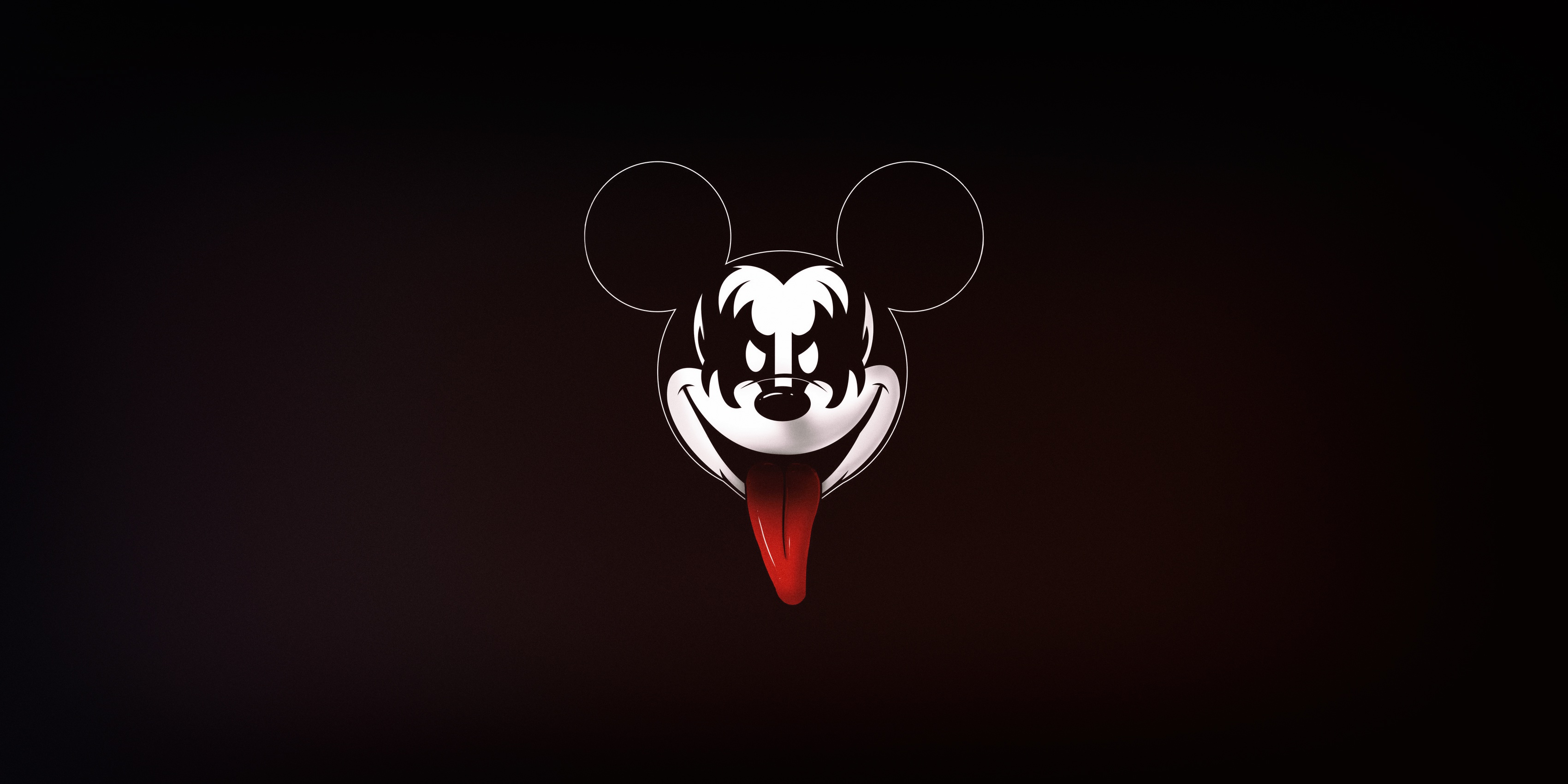 Download wallpaper Minimalism, Figure, Language, Style, Background, Face,  Art, Style, Rock, Mickey Mouse, Mickey Mouse, Mickey, Disney, Illustration,  Heavy Metal, Cartoon, section minimalism in resolution 3400x1700