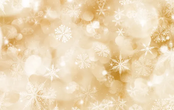 Wallpaper winter, snow, snowflakes, background, golden, Christmas ...