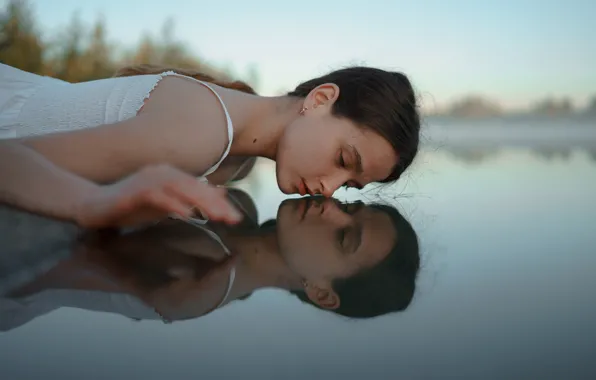 Picture water, girl, reflection, Askhat Bardunov, Ksenia Chapkhaeva