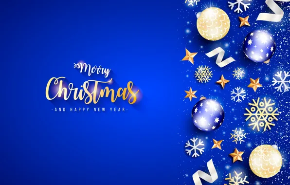 Picture balls, snowflakes, background, balls, Christmas, New year, stars