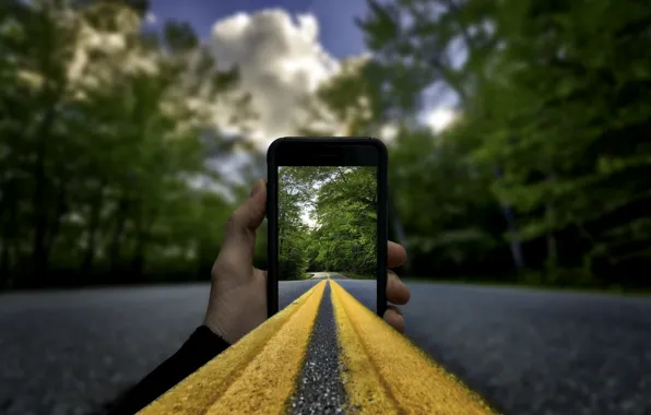 Picture road, smartphone, installation