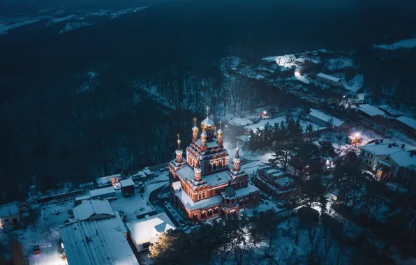 Picture winter, snow, landscape, nature, Crimea, Свято-Троице-Параскевиевский Топло́вский монастырь