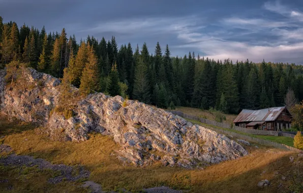 Picture forest, landscape, nature, house, rocks, Ural, Perm, Andrei