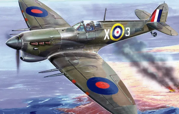 Picture fighter, UK, Spitfire, Supermarine Spitfire, Raf, Spitfire Mk.Vc, Zdenek Machacek