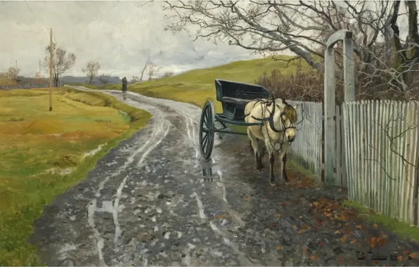 Picture Waiting, 1888, Frits Thaulov, Frits Thaulow, Norwegian landscape painter, oil on canvas, Norwegian Impressionist painter, …