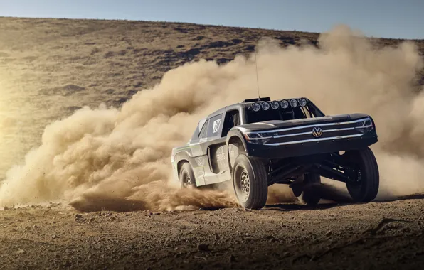 Picture sand, movement, dust, Volkswagen, 4x4, 2019, Atlas Cross Sport R Concept
