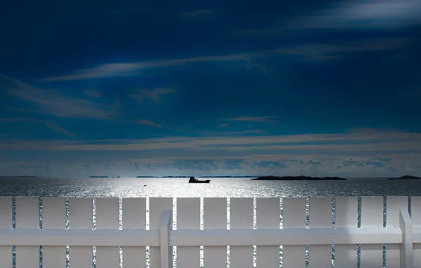 Picture sea, the sky, the fence, ship, Norway, North sea