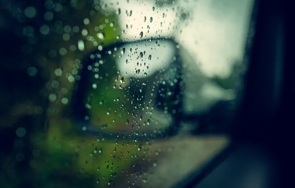 Picture machine, drops, macro, rain, mirror, raindrops