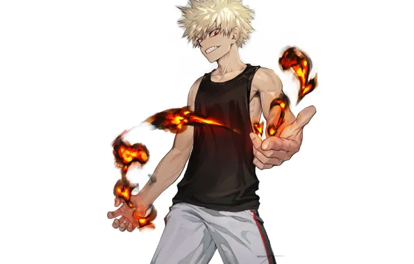 Picture fire, guy, handsome, My Hero Academia, Boku No Hero Academy, My Hero Academy, Bakuga Katsuki