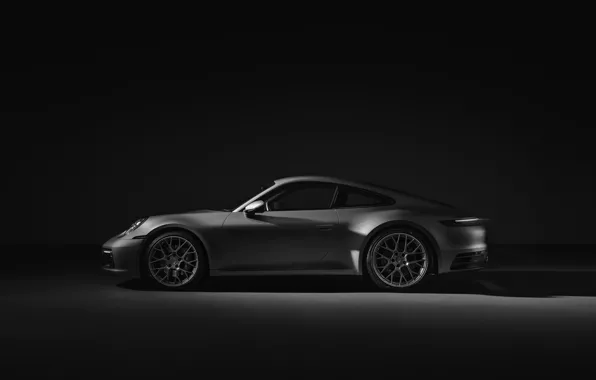 Picture grey, background, coupe, 911, Porsche, profile, Carrera 4S, 992, 2019