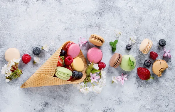 Picture berries, colorful, strawberry, fruit, strawberry, berries, macaroons, macaron, macaroon