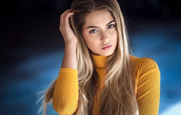 Picture look, pose, hair, Girl, blonde, shoulders, Anatoly Oskin, Anne Pfeifer