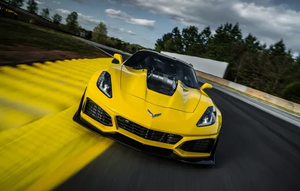 Picture Corvette, Chevrolet, ZR1, Race, Yellow