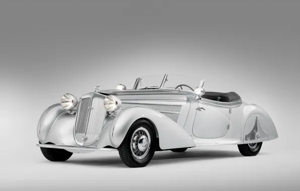 Picture old, retro, grey background, rarity, 1938, Horch, 853, Special Roadster by Erdmann & Rossi