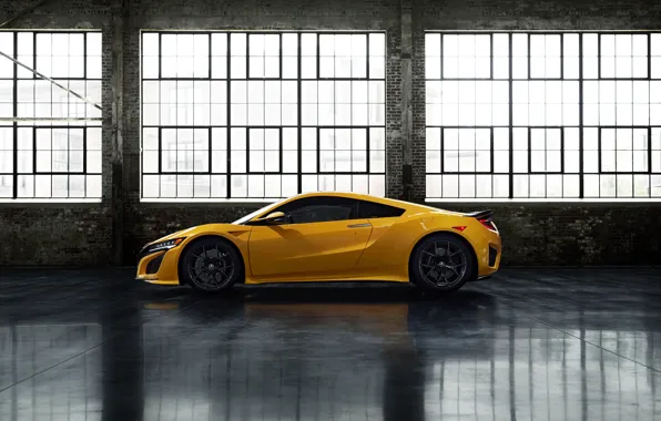 Picture yellow, coupe, Honda, side view, Acura, NSX, 2020