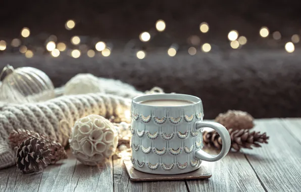 Picture decoration, balls, Christmas, mug, New year, christmas, vintage, balls, winter, cup, merry, decoration, mug