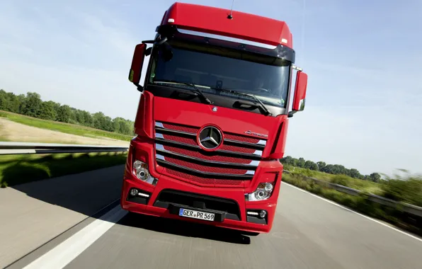 Picture red, Mercedes-Benz, track, tractor, 2014, Actros