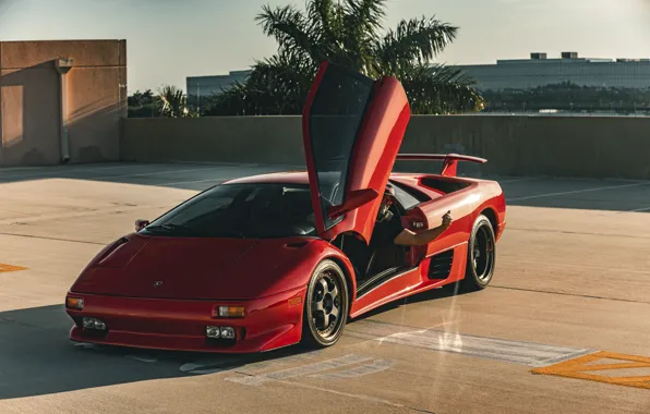 Picture Lamborghini, Red, Diablo, Door up