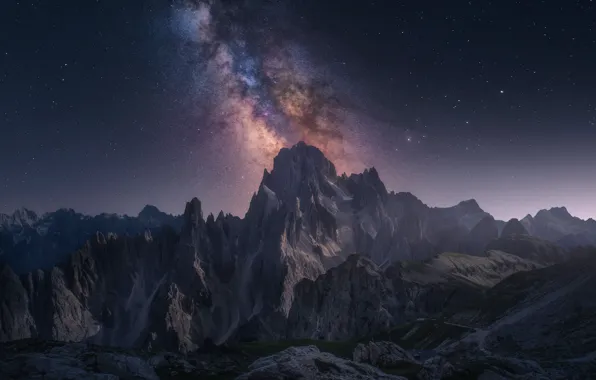 Picture the sky, stars, night, Alps