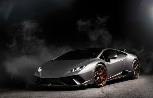 Picture Lamborghini, Light, Smoke, Gray, VAG, Performante, Huracan, Sight, LED, Darknes