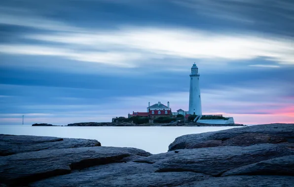 Picture sea, nature, The sky, Lighthouse, Stones