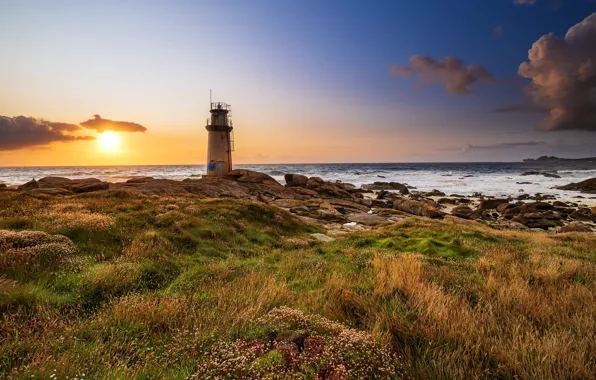 Picture coast, lighthouse, Spain, Galicia