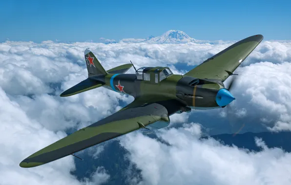 Picture Clouds, The plane, The Second World War, Il-2, Attack, Il-2M3, THE RED ARMY AIR FORCE