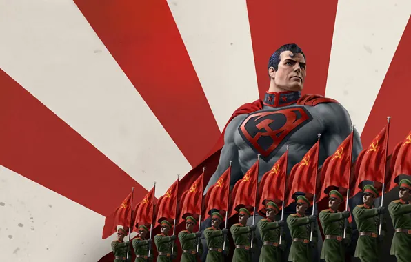 Picture Soldiers, USSR, USSR, Superman, Warriors, Superhero, Art, Art, Superman, DC Comics, Character, Red Flag, Soldiers, …