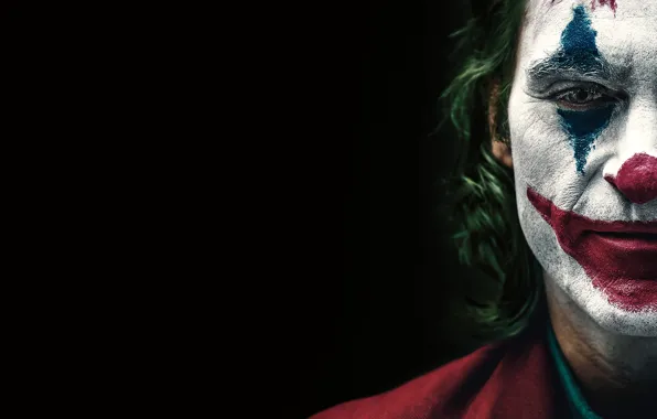 Picture face, Joker, black background, Joker, makeup, Joaquin Phoenix, Joaquin Phoenix