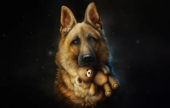 Picture Dog, Toy, Style, Shepherd, Dog, Fallout, Art, Art, Style, Illustration, Each, Animal, Animal, Toy, Friend, …