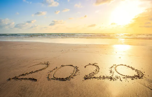 Picture sand, sea, beach, New year, new year, happy, beach, sea, sand, 2020