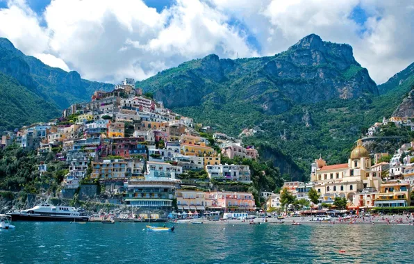 Wallpaper sea, mountains, home, Italy, Positano images for desktop ...