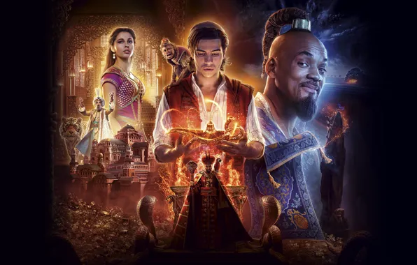 Picture Disney, Fantasy, Clouds, Tiger, the, Night, Palace, Family, Aladdin, Will Smith, year, Castle, Magic, Princess, …