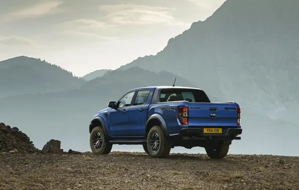 Picture mountains, blue, open, Ford, Raptor, pickup, 2018, Ranger