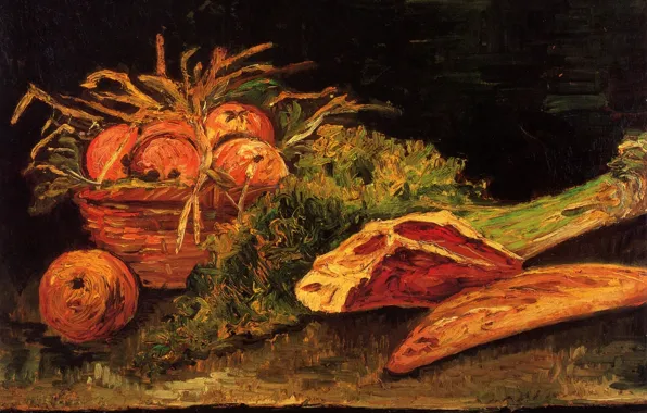 Picture Vincent van Gogh, Still Life with Apples, Meat and a Roll