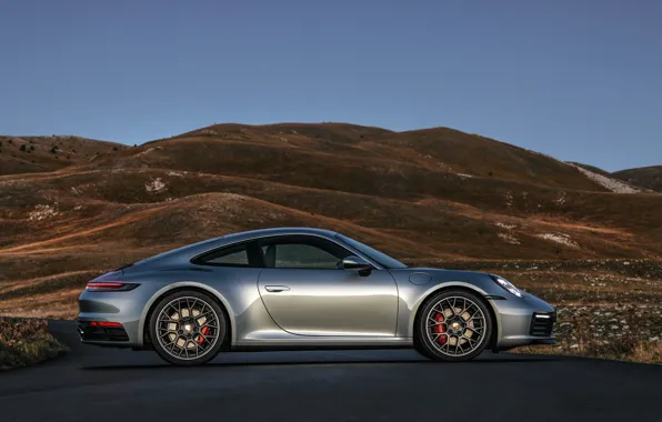 Picture hills, coupe, 911, Porsche, profile, Carrera 4S, 992, 2019