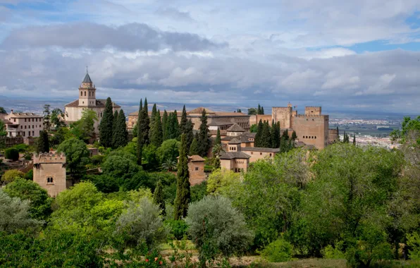 Picture landscape, nature, the city, fortress, architecture, Spain, Palace, Granada, Alhambra