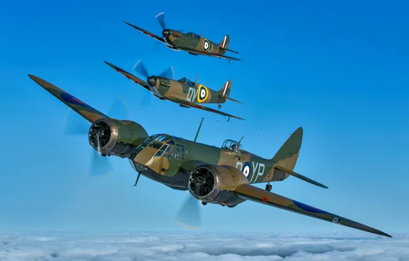 Picture Fighter, Spitfire, Supermarine Spitfire, RAF, The Second World War, Bristol Blenheim, Link, Bristol Blenheim Mk.I, …