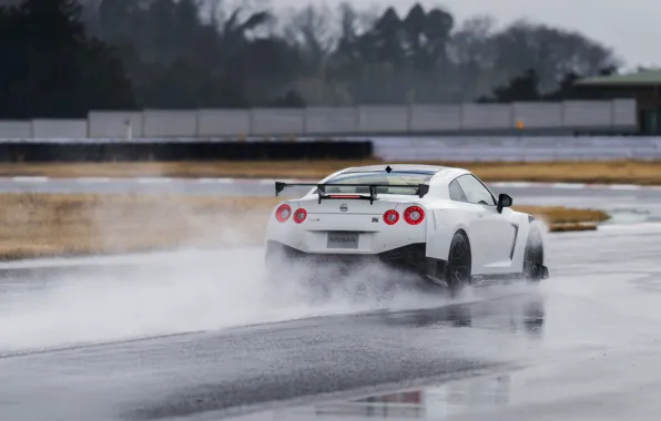 Picture white, water, Nissan, GT-R, track, R35, Nismo, 2019