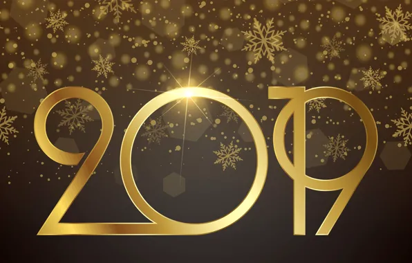 Picture gold, New Year, figures, golden, background, New Year, Happy, sparkle, 2019