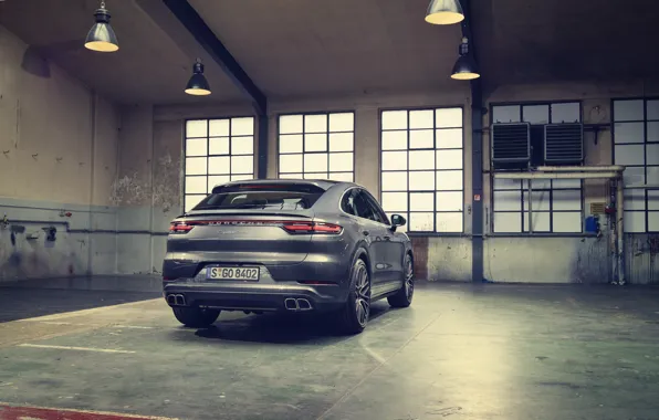 Picture Porsche, Grey, Coupe, Coupe, Rear view, Back, Cut, Cayenne Turbo, 2019