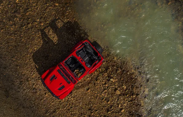 Picture red, shore, shadow, the view from the top, 2018, Jeep, Wrangler Rubicon