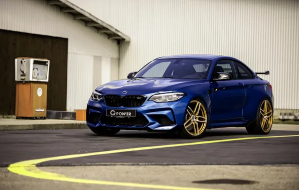 Picture asphalt, blue, BMW, G-Power, F87, M2, 2019, M2 Competition, G2M Bi-Turbo