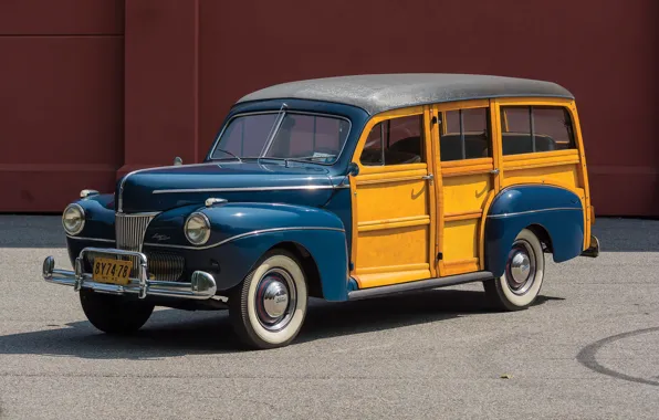 Picture auto, retro, Ford, 1941, V8, Super Deluxe Station Wagon