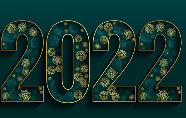 Picture Christmas, figures, New year, green background, 2022